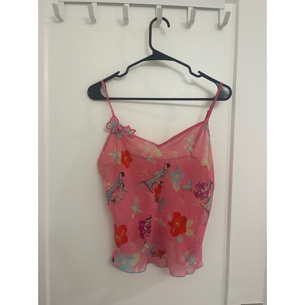 Vintage Y2K Josie Oriental Coconutcore Beachy Tank Sheer Pink Zara Larsson‎